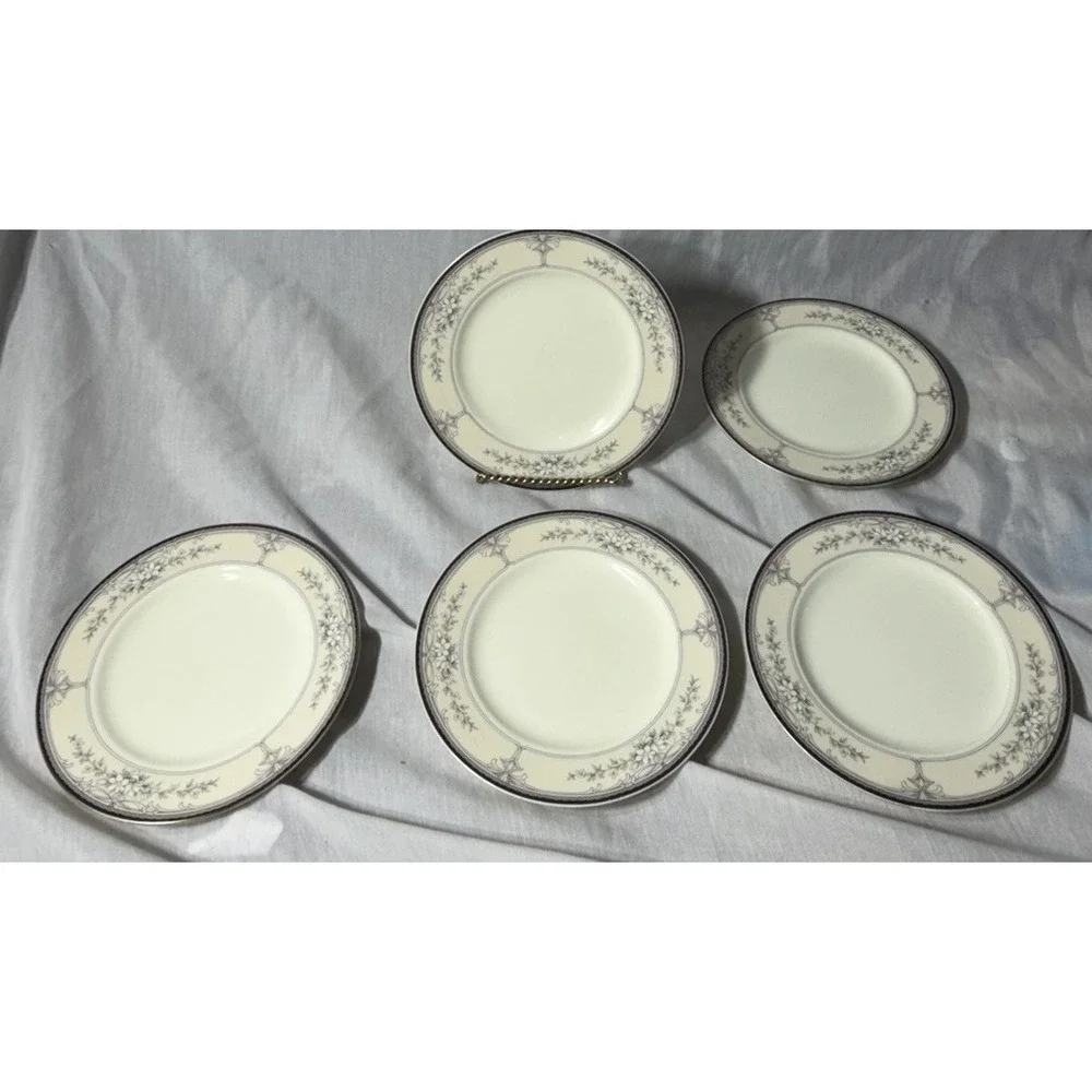 NORITAKE CHURCHILL 9750 SET OF 5 BONE CHINA BREAD & BUTTER‎ PLATES - 6 inch